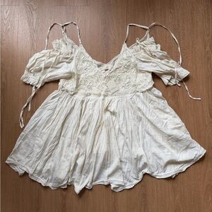 Free People Embroidered Off Shoulder Tunic Dress M NWT $168